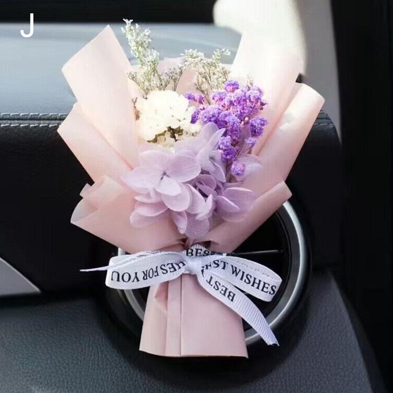 Creative preserved dried flower bouquet for car air vents, air conditioner fragrance clips, roses